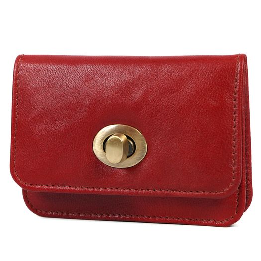 Premium Genuine Leather Wallet for Women Stylish Red Clutch Wallet with Button Closure