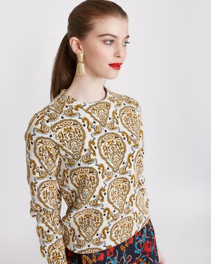 Brand new Savida jacquard pattern with golden thread sweatshirt size UK12 EU40 Postage included