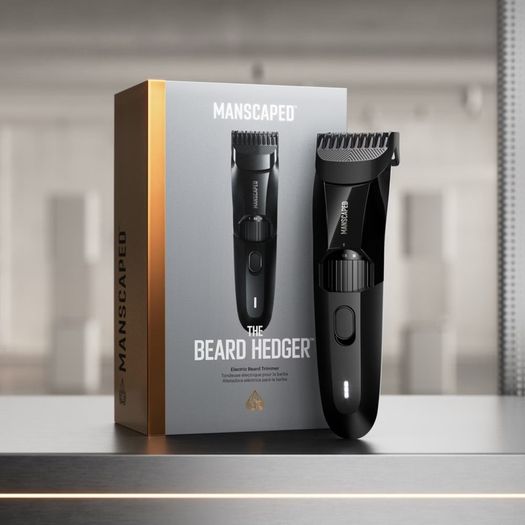 MANSCAPED The Beard Hedger Premium Men's Beard Trimmer, 20 Length Adjustable Blade Wheel, Stainless Steel T-Blade for Precision Facial Hair Trimming, Cordless Waterproof Wet/Dry Clipper