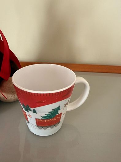Festive moose soft toy and Santa Express Children's Christmas cup