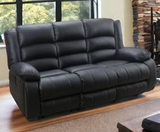 3 Seater PU Leather Recliner Sofa Black