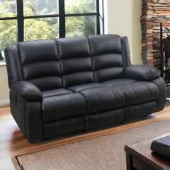 3 Seater PU Leather Recliner Sofa Black