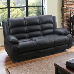 3 Seater PU Leather Recliner Sofa Black