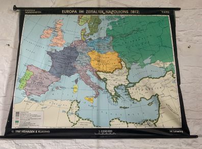 Vintage 1961 German School Wall Map. Napoleons Europe.