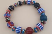 Vintage Venetian style Mix Chevron &amp; Trade Glass beads Bracelet