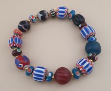 Vintage Venetian style Mix Chevron & Trade Glass beads Bracelet