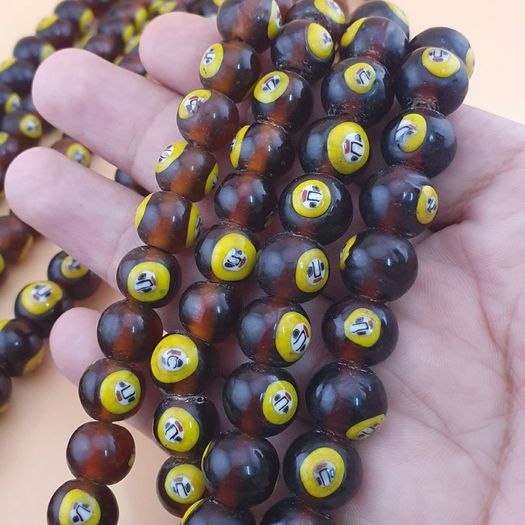 Vintage Middle Eastern Old Face Glass Beads Necklace