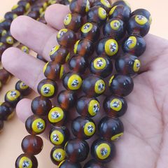 Vintage Middle Eastern Old Face Glass Beads Necklace