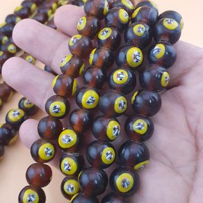Vintage Middle Eastern Old Face Glass Beads Necklace