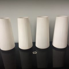 Vintage white pleated glass light shades x 3