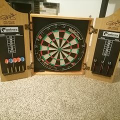Dartboard with darts
