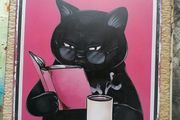 Retro metal cat signs