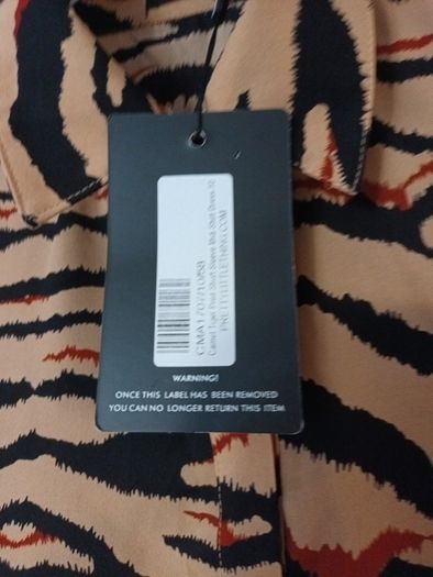 Pretty Little  Thing Camel Tiger Short Sleeved Midi Shirt Dress. S.10.  B.N.W.T