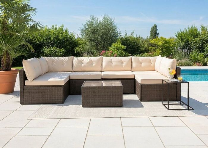MIAMI Luxury Rattan Garden Corner Sofa with Table
