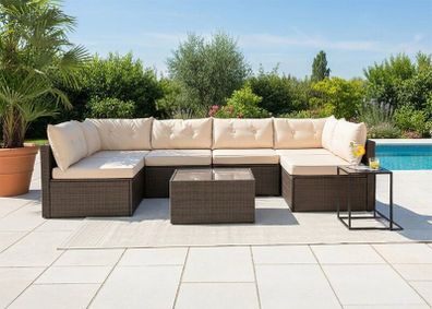MIAMI Luxury Rattan Garden Corner Sofa with Table