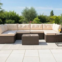MIAMI Luxury Rattan Garden Corner Sofa with Table