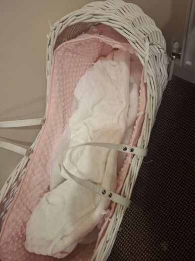 White wicker moses basket