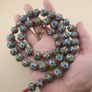 Vintage Venetian Style Thousand Eyes Leaf Green Glass,Blue Eyes Necklace 24 inches Image 7