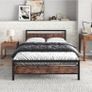 Small double Metal Platform Bed Frame 120 x 200cm with Wooden Headboard and Footboard Heavy Duty Steel Support, No Box Spring Needed, Easy Assembly, Black Image 7