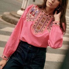 Sezane Tam Long Sleeve Blouse