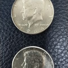 John F Kennedy half dollars x 2 1964