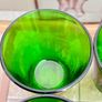 Set 4 Vintage Vereco France Small Forest Green Juice Glasses Tumblers MCM Image 4