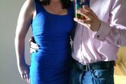 Blue ruched fitted dress