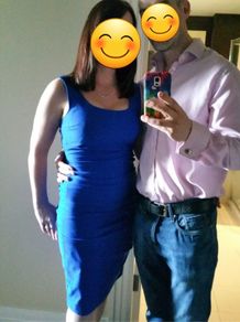 Blue ruched fitted dress