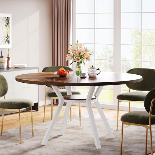 Round Dining Table 120 cm for 4 People (Vintage Brown)