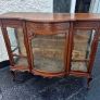 Velvet lined Display Cabinet Antique vintage Edwardian Mahogany Serpentine glass bow fronted display cabinet Image 2