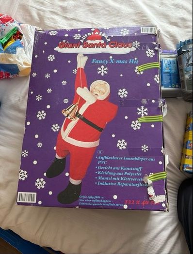 Free Giant Inflatable Hanging Santa Claus Christmas Decoration 122cm Boxed