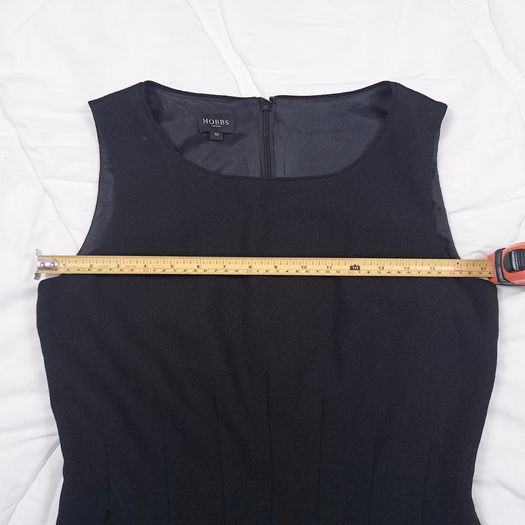 Hobbs Black Sleeveless Waist Pleated Tailored 100% Wool Sheath Dress 10UK/38EU