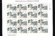 2004 Ireland 350th Anniversary of Quakers in Ireland Stamp Sheetlet Plate 1B1B1B1B Fine CDS Used with Dublin cancel of 19th September 2004 (First day of issued) on envelope extract.