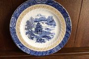 Blue and White 10 inch serving plate Chinese gardens Royal tudor Willow style