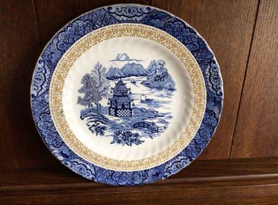 Blue and White 10 inch serving plate Chinese gardens Royal tudor Willow style