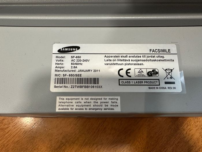 Samsung Sf-650 Monochrome Laser Fax/copier