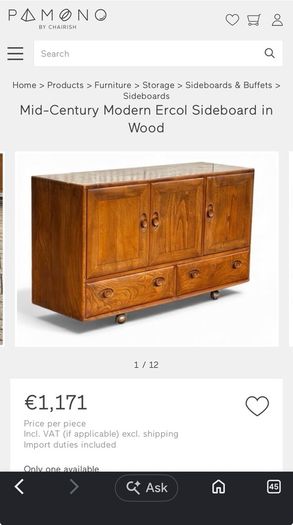 Ercol - elm and beech 'Windsor' model 468 sideboard,