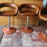 Extendable White Dining Table, 4 Bar Stools Image 2