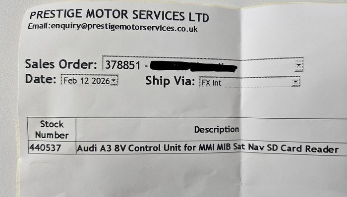 Audi A3 8V Control Unit for MMI MIB Sat Nav SD Card Reader 8V0035864A