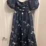 Self Portrait Navy Floral Taffeta Midi Dress Image 2