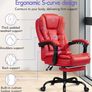 Massage Office Chair for Home Office PC Chair with Footrest Armrests Computer Desk Chairs with 150 Recliner, Ergonomic for Heavy-duty, PU Leather, Red Image 3