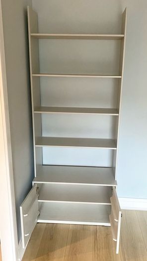Grey Wooden Bookcase Display Shelf Dutch design