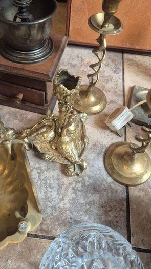 old vintage classic retro brass crystal ornaments