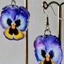 Vibrant Violet & Yellow Pansy Earrings Image 4