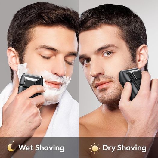 Brightup Foil Shaver, Electric Razor for Men, Upgraded Electric Shaver with Pop Up Trimmer, USB-C Rechargeable, Waterproof, Cordless, Double Floating Blade for Close Shaving, Black