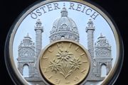 Austria European currencies 1993 Wien Karlskirche | Silver plated proof Medal with inlay gold gilded 1 schilling 1978