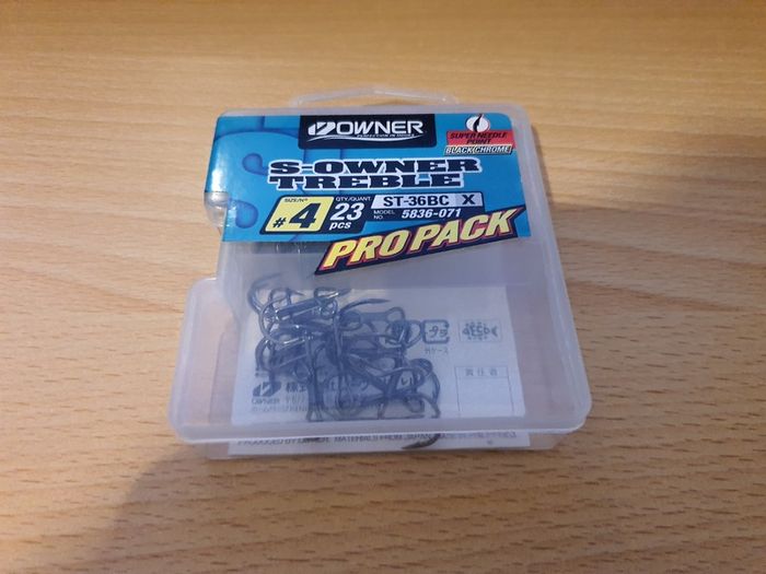 NEW - Owner ST- 36BC Treble Hooks Size 4 - Pike Perch Trout Salmon Bass Cod Pollock