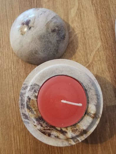 Natural Onyx Marble / Calcite Stone Sphere Tealight Holder