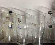 Guinness coors Heineken Murphy's Guinness peroni budweiser asahi Heineken coors tuborg outcider bulmers Paulaner pint beer glasses Jameson whisky glasses wine glasses red bull crystal glasses cognac gin glasses