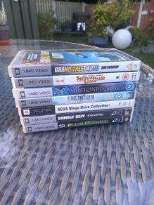 Sony PSP x 7 games or films, good condition, D18 post 7e